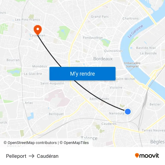 Pelleport to Caudéran map