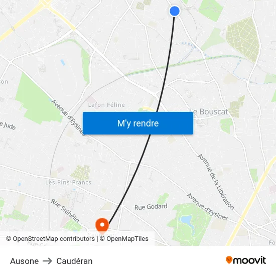Ausone to Caudéran map