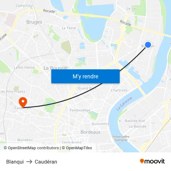 Blanqui to Caudéran map