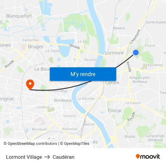 Lormont Village to Caudéran map