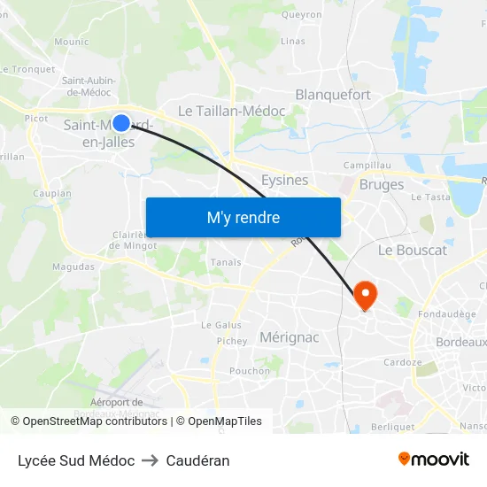 Lycée Sud Médoc to Caudéran map