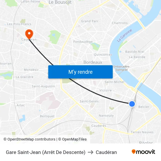 Gare Saint-Jean (Arrêt De Descente) to Caudéran map