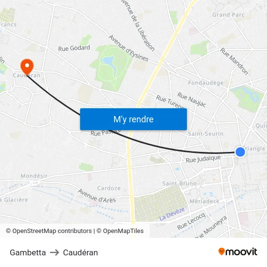 Gambetta to Caudéran map