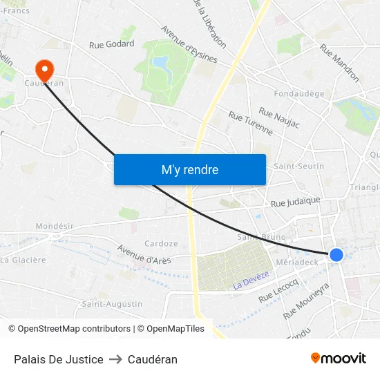 Palais De Justice to Caudéran map