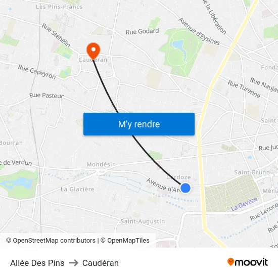 Allée Des Pins to Caudéran map