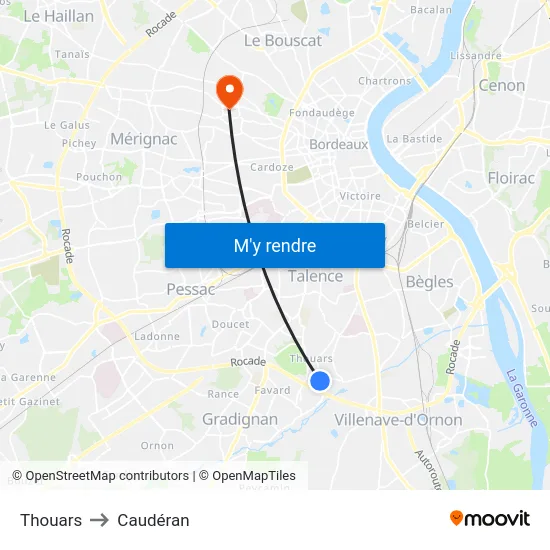 Thouars to Caudéran map