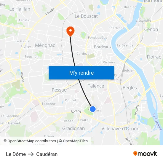 Le Dôme to Caudéran map