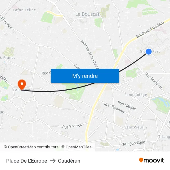 Place De L'Europe to Caudéran map