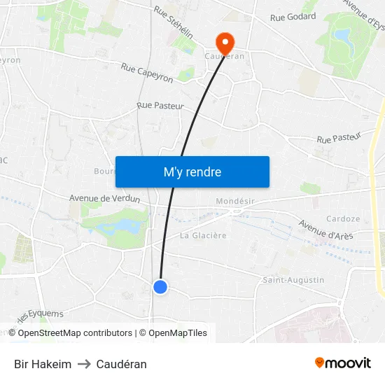 Bir Hakeim to Caudéran map