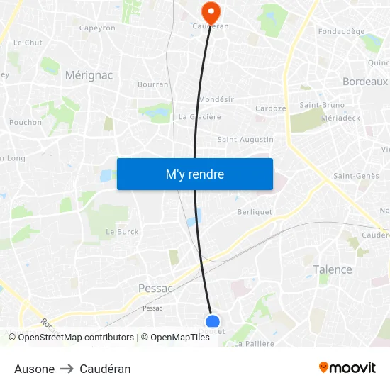 Ausone to Caudéran map