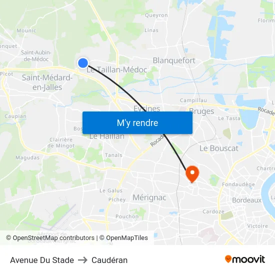 Avenue Du Stade to Caudéran map