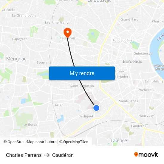 Charles Perrens to Caudéran map