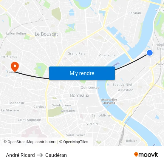 André Ricard to Caudéran map