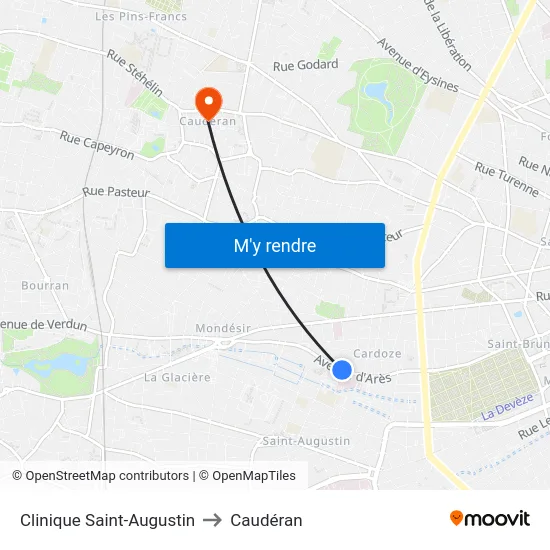 Clinique Saint-Augustin to Caudéran map