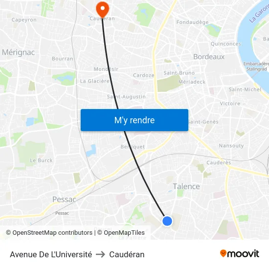 Avenue De L'Université to Caudéran map