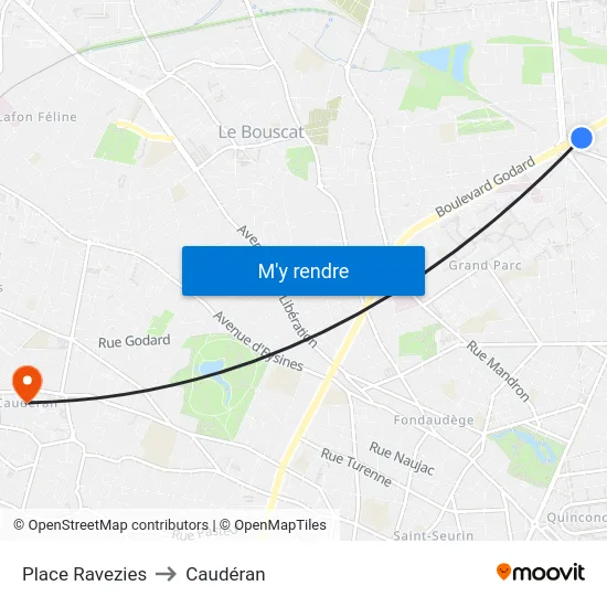 Place Ravezies to Caudéran map