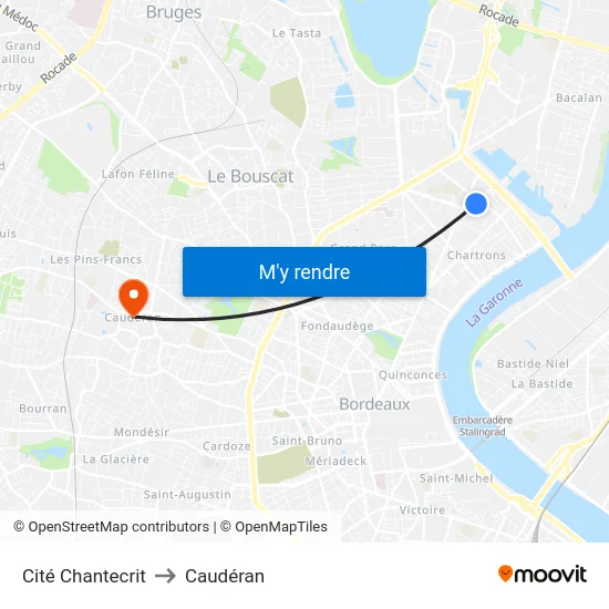 Cité Chantecrit to Caudéran map