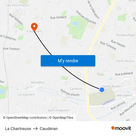 La Chartreuse to Caudéran map