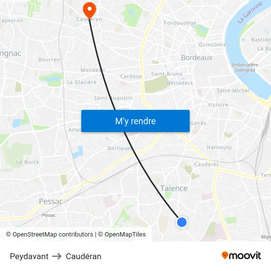 Peydavant to Caudéran map