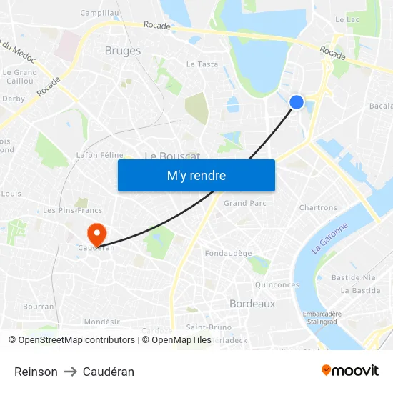 Reinson to Caudéran map