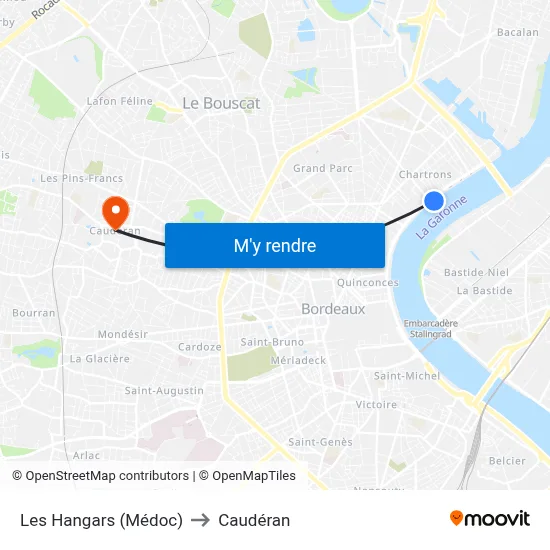 Les Hangars (Médoc) to Caudéran map