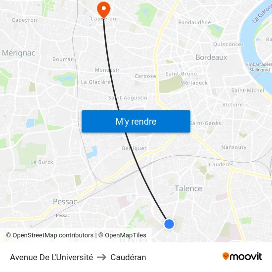 Avenue De L'Université to Caudéran map