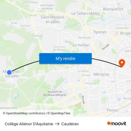 Collège Aliénor D'Aquitaine to Caudéran map