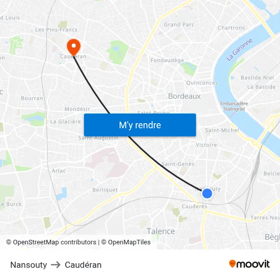 Nansouty to Caudéran map