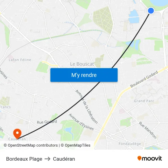 Bordeaux Plage to Caudéran map