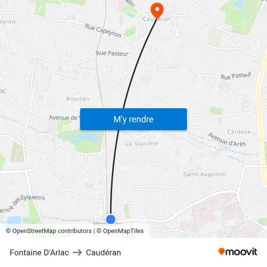 Fontaine D'Arlac to Caudéran map