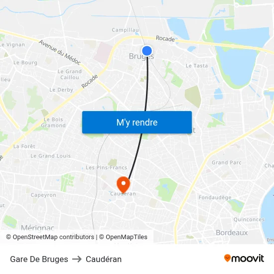 Gare De Bruges to Caudéran map
