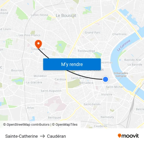 Sainte-Catherine to Caudéran map
