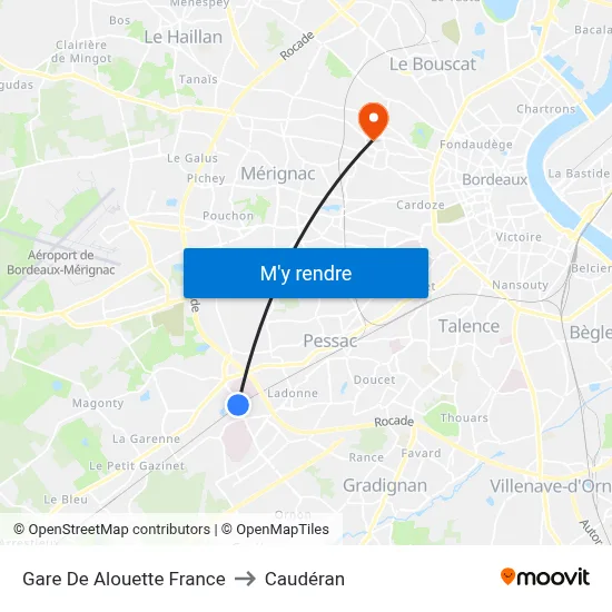 Gare De Alouette France to Caudéran map