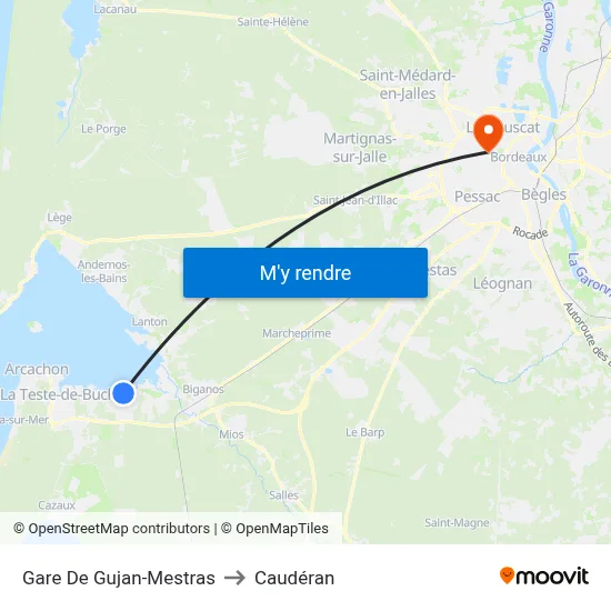 Gare De Gujan-Mestras to Caudéran map