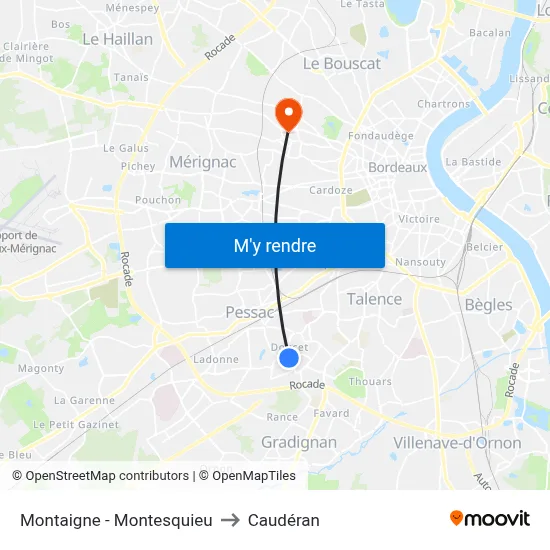 Montaigne - Montesquieu to Caudéran map