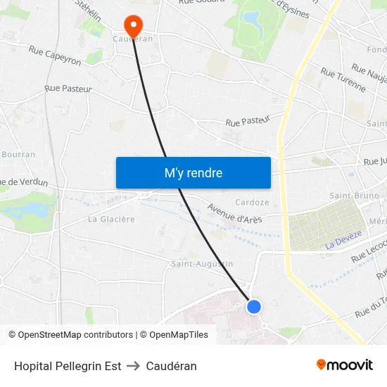 Hopital Pellegrin Est to Caudéran map