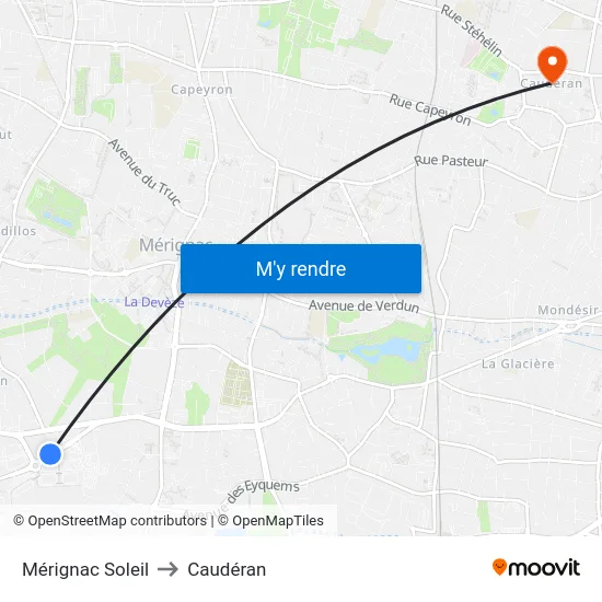 Mérignac Soleil to Caudéran map