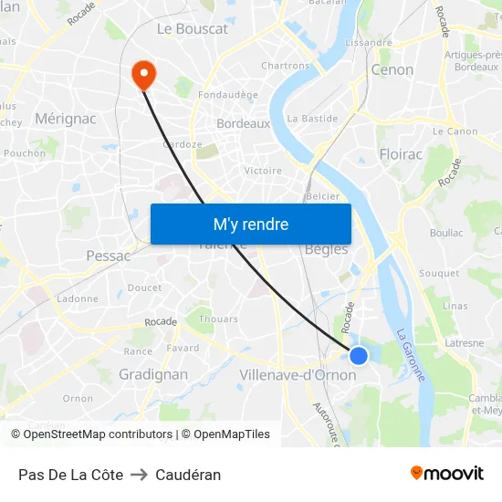 Pas De La Côte to Caudéran map