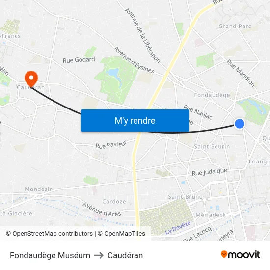 Fondaudège Muséum to Caudéran map