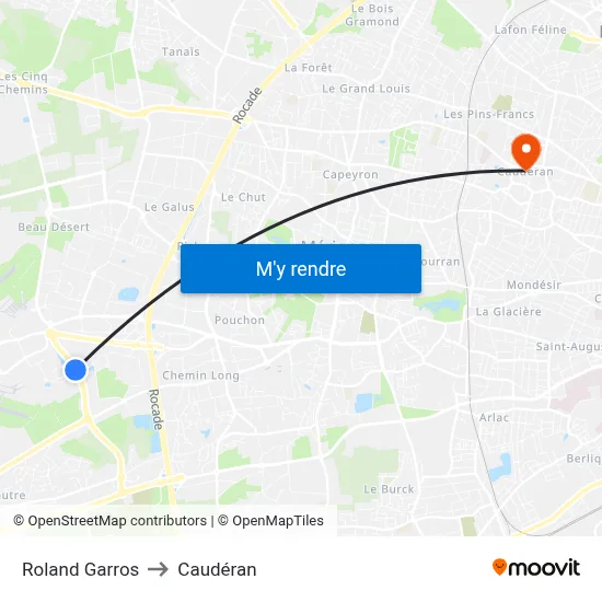 Roland Garros to Caudéran map