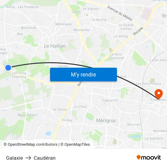 Galaxie to Caudéran map