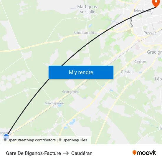 Gare De Biganos-Facture to Caudéran map