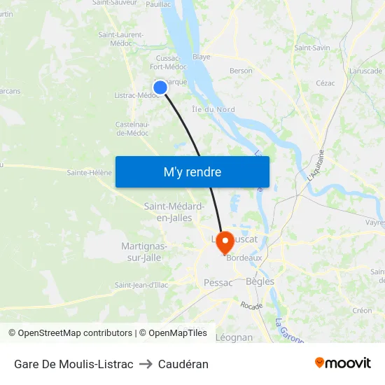 Gare De Moulis-Listrac to Caudéran map