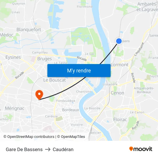 Gare De Bassens to Caudéran map