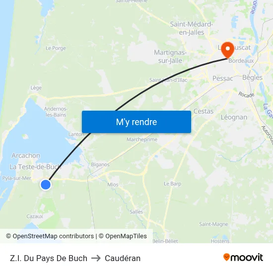 Z.I. Du Pays De Buch to Caudéran map
