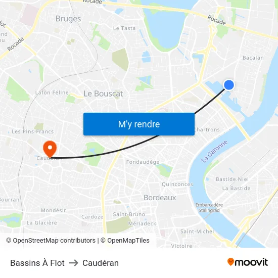 Bassins À Flot to Caudéran map