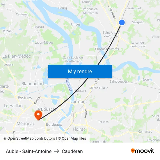 Aubie - Saint-Antoine to Caudéran map