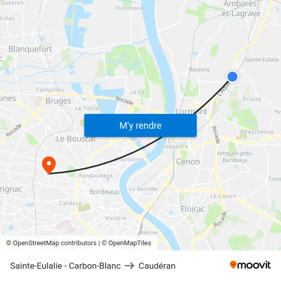 Sainte-Eulalie - Carbon-Blanc to Caudéran map
