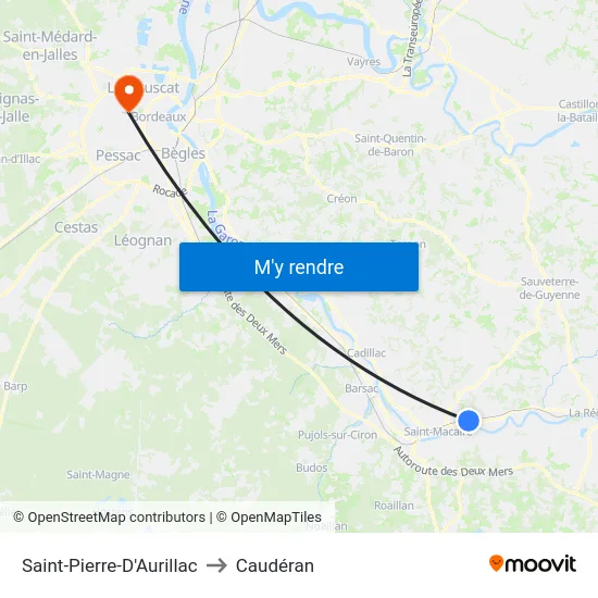 Saint-Pierre-D'Aurillac to Caudéran map