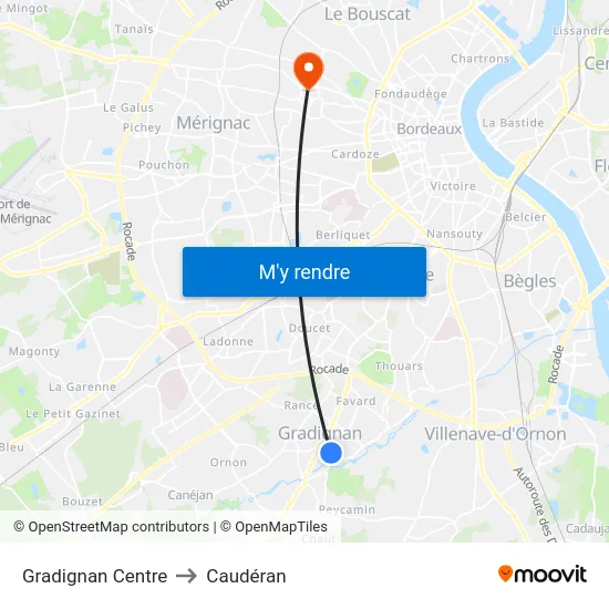 Gradignan Centre to Caudéran map